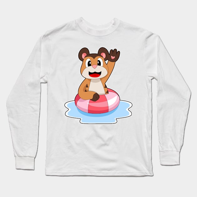 Meerkat Swimming Lifebuoy Long Sleeve T-Shirt by Markus Schnabel